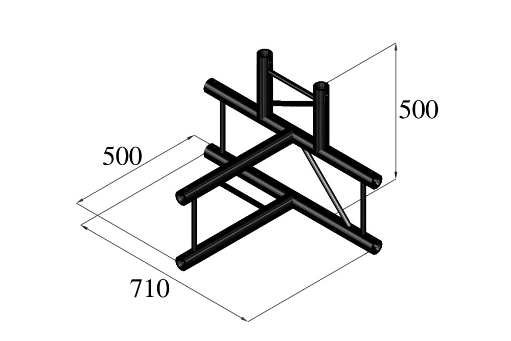 ALUTRUSS BILOCK BQ2-SPAT42V 4-Weg T-Stück sw