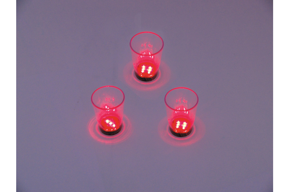 EUROPALMS LED-Glas 2cl mit Würfelspiel, rot, 3x