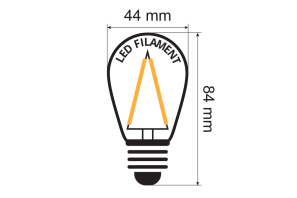 E27 City LED - 1 Watt ST44 Lang-Tropfenlampe Filament warmweiß 2200K (vergl. +8W)