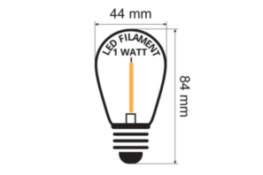 E27 City LED - 1 Watt U-Filament ST44 Lang-Tropfenlampe dimmbar - warmweiß 2650K (vergl. +8W)
