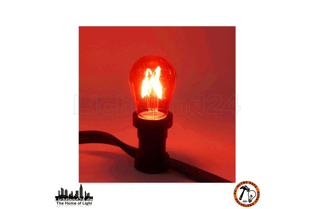 E27 City LED - 3,5 Watt ST44 dimmbare Lang-Tropfenlampe Filament ROT (vergl. +25W)