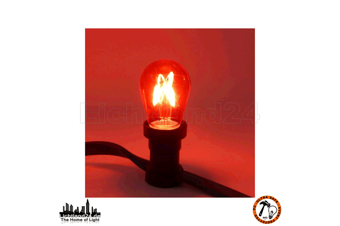 E27 City LED - 3,5 Watt ST44 dimmbare Lang-Tropfenlampe Filament ROT (vergl. +25W)
