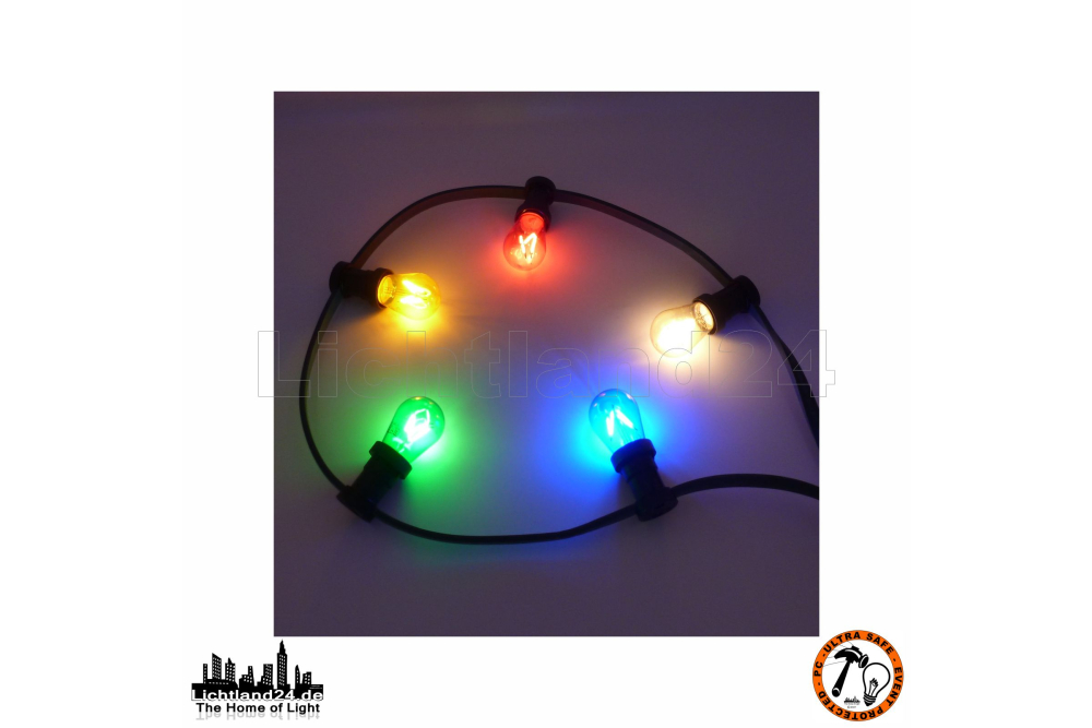 E27 City LED - 3,5 / 4 Watt ST44 dimmbare Lang-Tropfenlampe Filament Farbmix + 2650K (vergl. +25W)