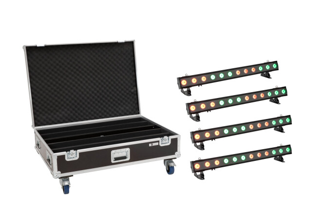 EUROLITE Set 4x LED IP T-PIX 12 HCL Leiste + Case mit Rollen