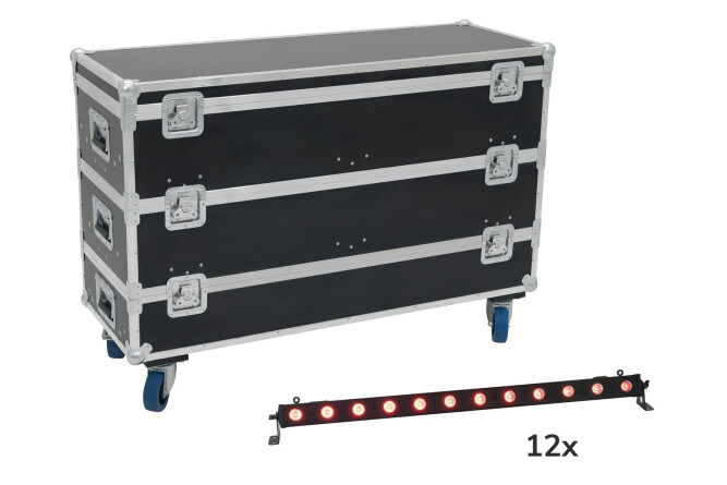 EUROLITE Set 12x LED BAR-12 QCL RGB+UV Leiste + Case mit...