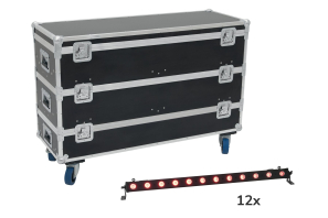 EUROLITE Set 12x LED BAR-12 QCL RGB+UV Leiste + Case mit Rollen