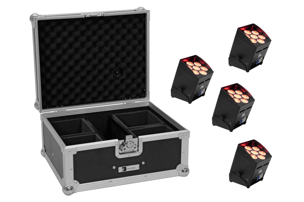 EUROLITE Set 4x AKKU UP-7 QCL Spot QuickDMX + Case