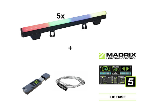EUROLITE Set 5x LED PT-100/32 Pixel DMX Tube + Madrix...