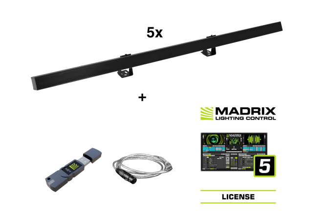 EUROLITE Set 5x LED PR-100/32 Pixel DMX Rail sw + Madrix...