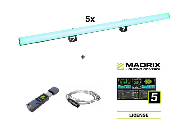 EUROLITE Set 5x LED PR-100/32 Pixel DMX Rail + Madrix...