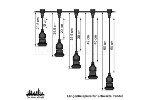 E27 - 29,5 cm Illu Pendel Fassung schwarz - mit Schraubkappe für Flachleitungen