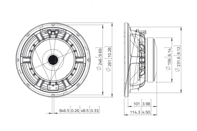 LAVOCE WAF102.50A-16 10 Zoll  Woofer, Ferrit, Alukorb