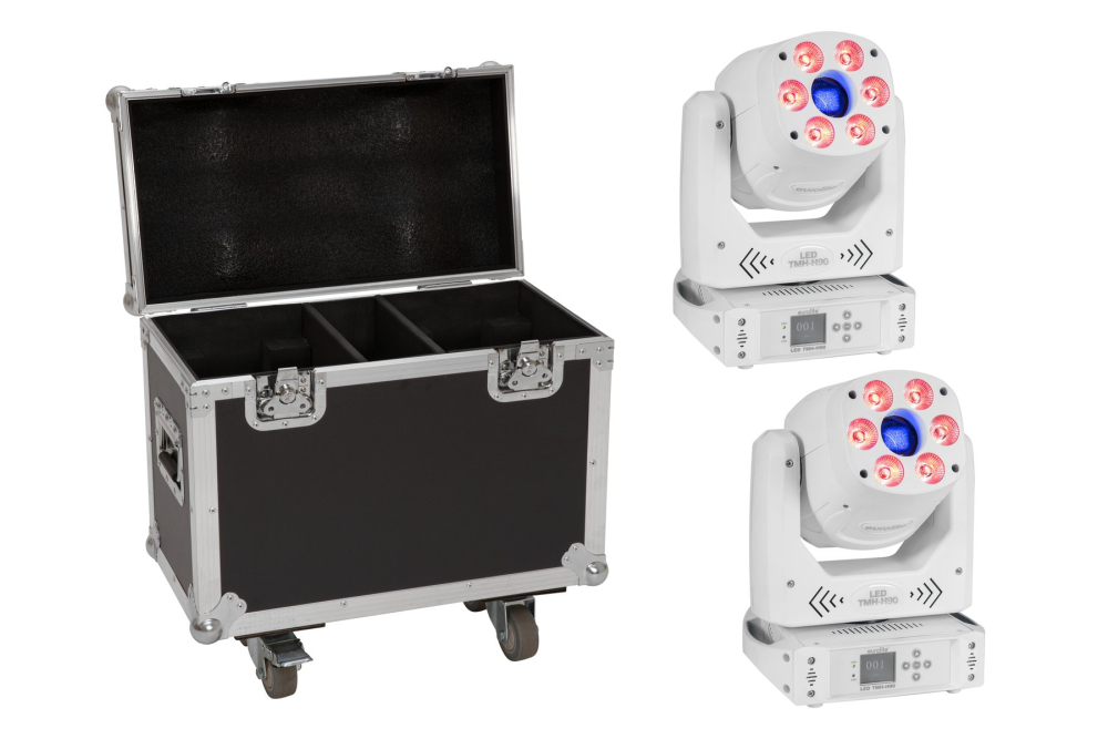 EUROLITE Set 2x LED TMH-H90 Hybrid Moving-Head Spot/Wash COB ws + Case