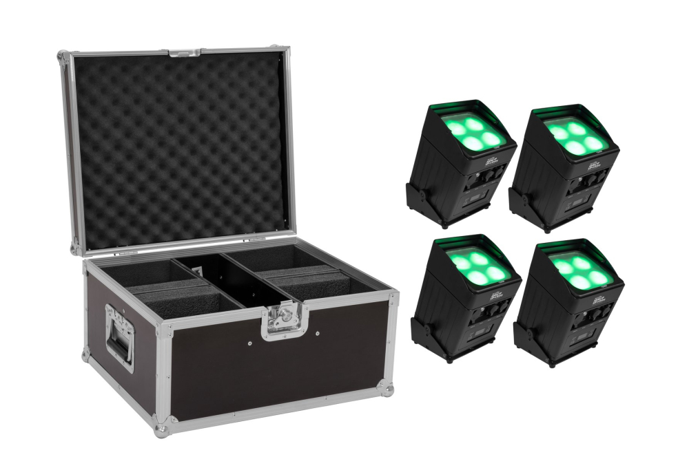 EUROLITE Set 4x AKKU UP-4 Entry QCL Spot QuickDMX + Case