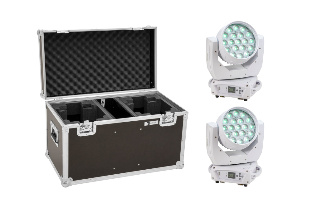 EUROLITE Set 2x LED TMH-X4 Moving-Head Wash Zoom ws + EU Case