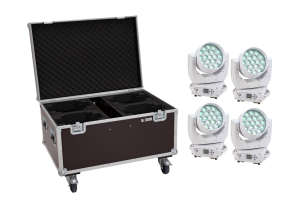 EUROLITE Set 4x LED TMH-X4 Moving-Head Wash Zoom ws + EU Case mit Rollen