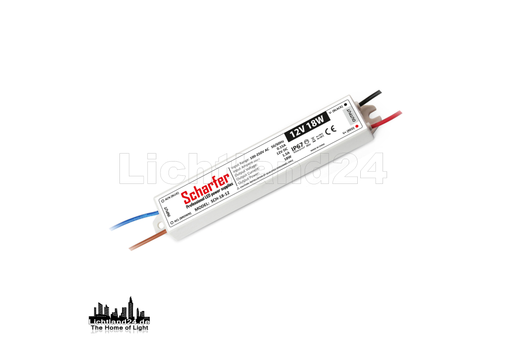 HQ Scharfer LED Trafo 12V / 18W 100-250V IP67 - Dein Shop für Leuchtm, €  7,29