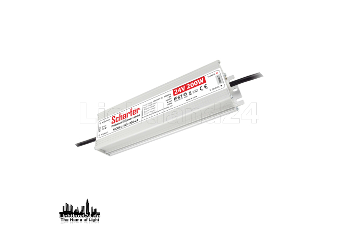 HQ Scharfer LED Trafo 200W / 24V 190-250V IP67