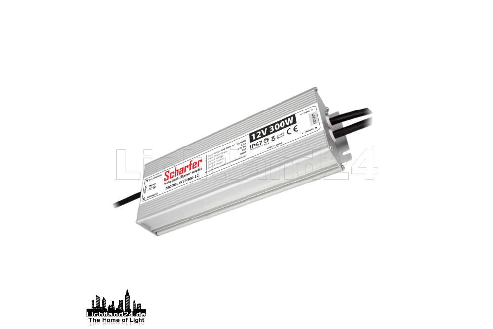 HQ Scharfer LED Trafo 300W / 24V 190-250V IP67 - Dein Shop für