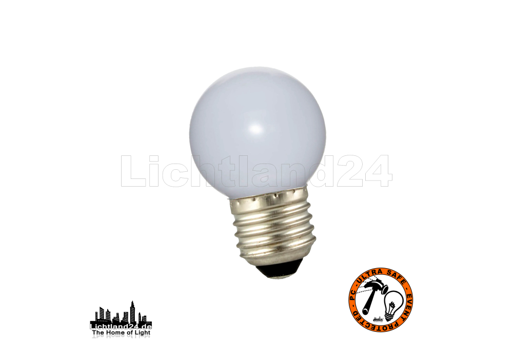 E27 City LED - 1 Watt G45 Tropfenlampe Milky warmweiß 2650K (vergl. 7W)
