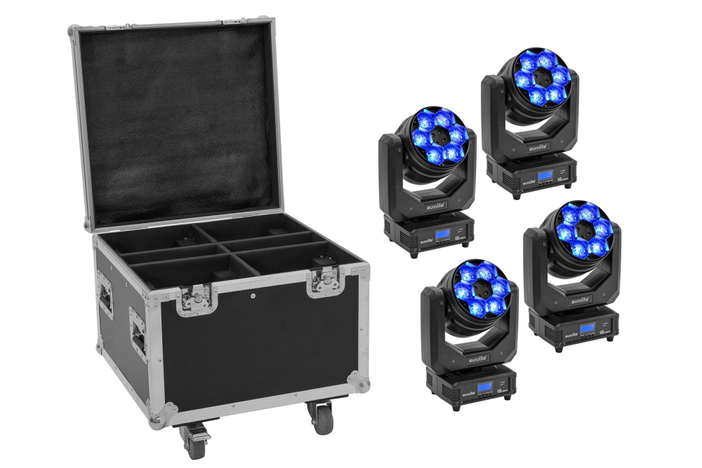 EUROLITE Set 4x LED TMH-H240 Beam/Wash/Flowereffekt + Case