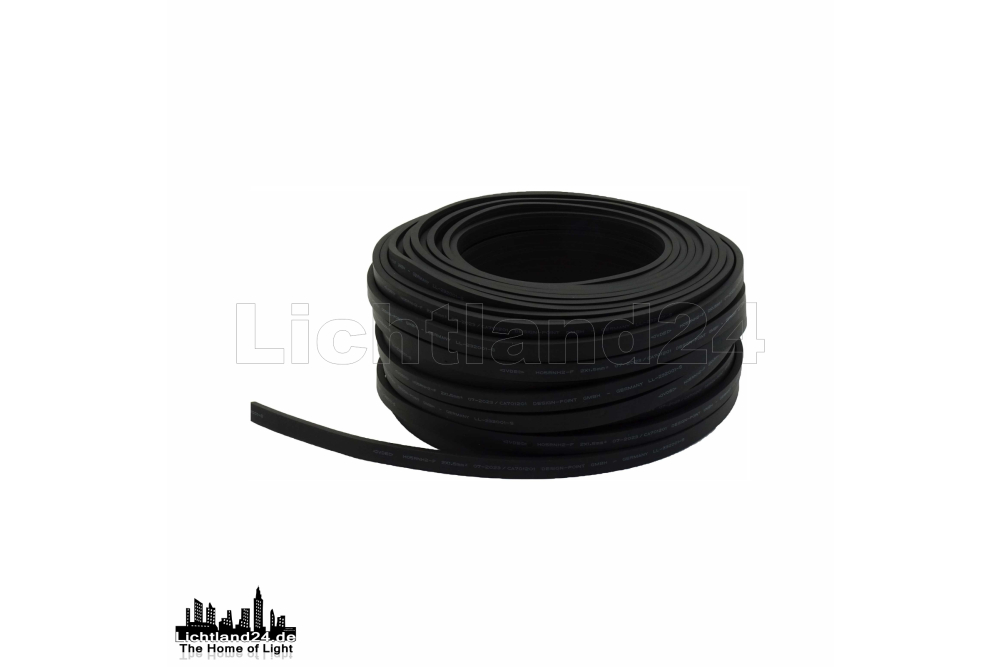 50m Premium Illu Flachkabel als Ring H05RNH2-F 2x1,5 schwarz (VDE)