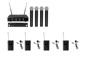 OMNITRONIC Set UHF-E4 Funkmikrofon-System + 4x BP + 4x Lavaliermikrofon 823.6/826.1/828.6/831.1MHz