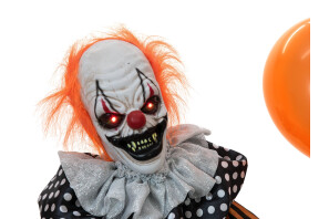 EUROPALMS Halloween Figur Clown mit Luftballon, animiert, 166cm