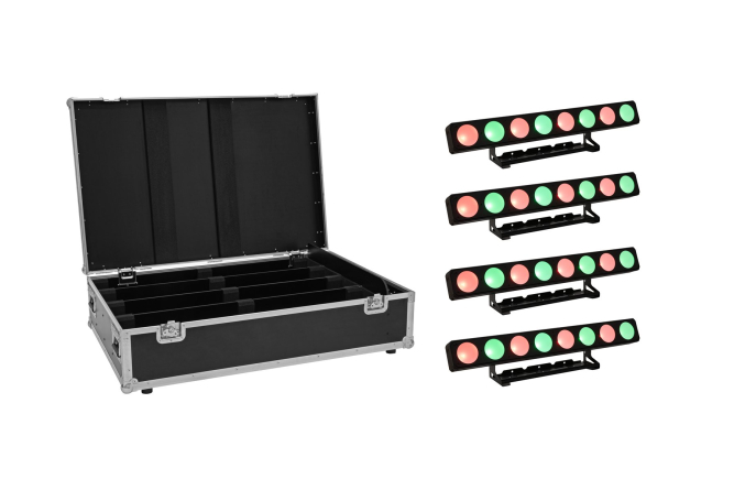 EUROLITE Set 4x LED PMB-8 COB QCL 30W Leiste + Case