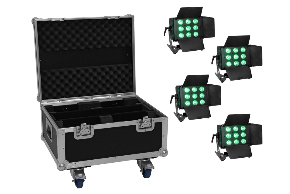 EUROLITE Set 4x LED CLS-9 QCL RGB/WW 9x7W + Case