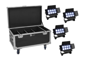 EUROLITE Set 4x Multiflood IP 8x10W RGBW Wash + Case