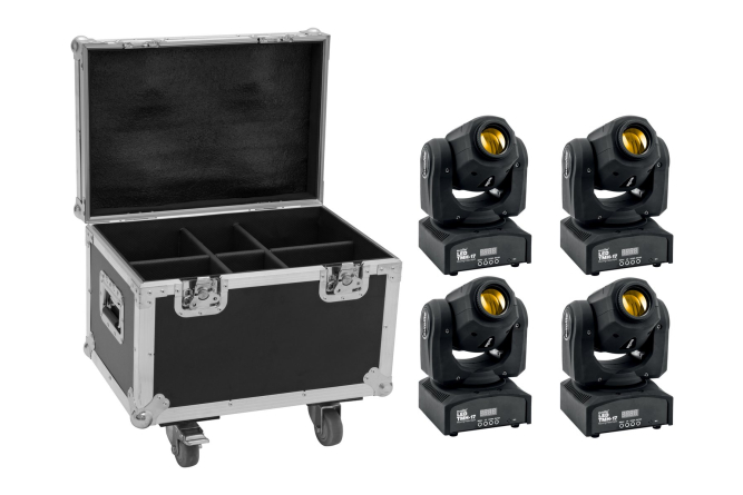 EUROLITE Set 4x LED TMH-17 Spot + Case mit Rollen