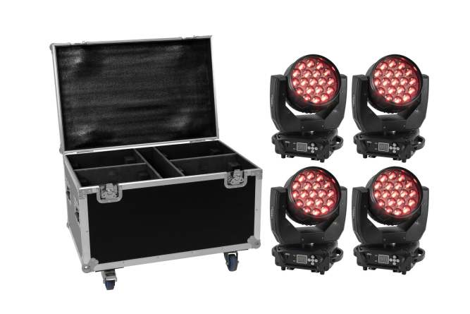 EUROLITE Set 4x LED TMH-X4 + Case mit Rollen