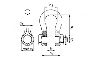 Schäkel 2,0t 1/2" BM schwarz Safetex