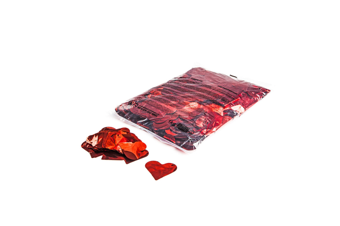 Metallic confetti hearts Ø 55mm - Red