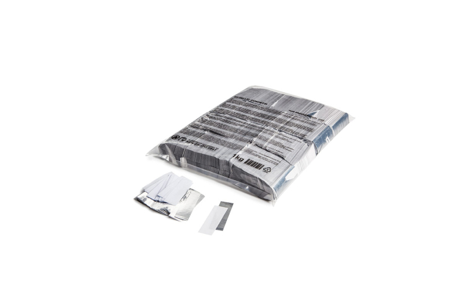 Slowfall confetti rectangles 55x17mm - White+Silver