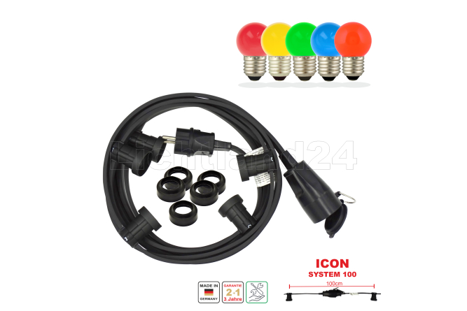 ICON Endlos Illu Lichterkette - Set 100M /100F + 100 x G45 Color LED