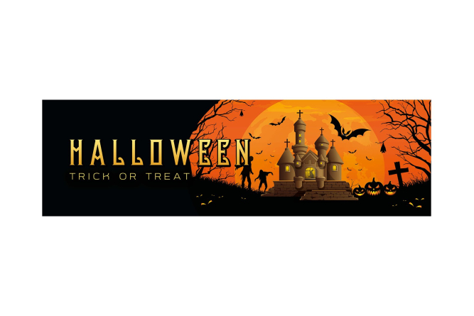 EUROPALMS Halloween Banner, Geisterhaus, 300x90cm