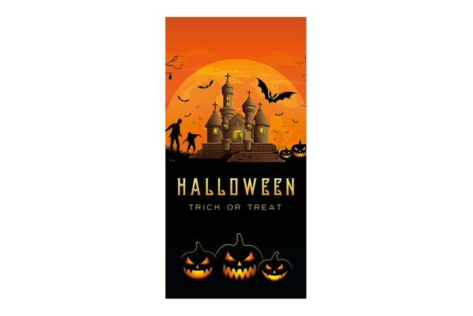 EUROPALMS Halloween Banner, Geisterhaus, 90x180cm