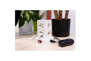 8-fach Tischsteckdosenblock mit Nachtlicht + 2x USB-A + 1x USB-C, 1,4m Kabel