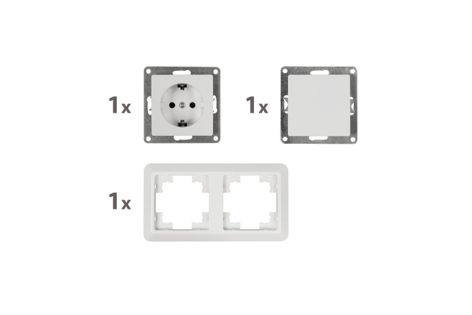 Schalter und Steckdosen Set CUP (2-fach), UP, weiß,...