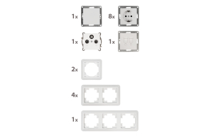 Schalter und Steckdosen Set CUP für Arbeitszimmer 18-teilig, UP, weiß