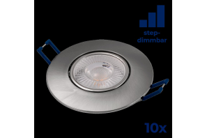 10er Set EL-313D LED-Einbauleuchte 4,5W, 450Lumen, 3000K, silber, step-dimmbar