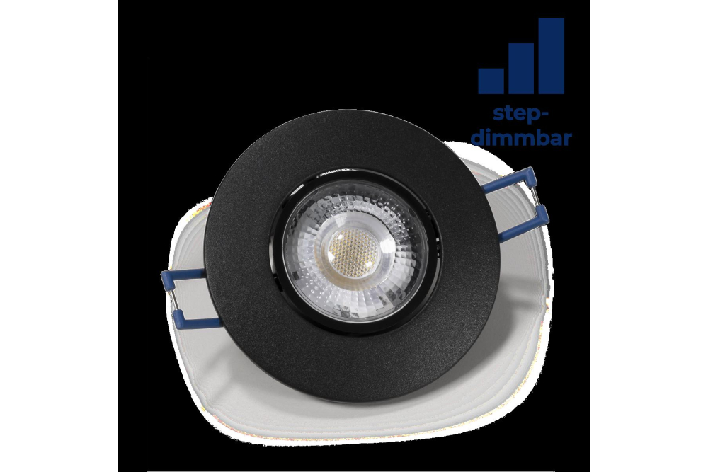 EL-313D LED-Einbauleuchte 4,5W, 450Lumen, 3000K, schwarz, step-dimmbar