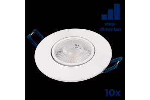 10er Set EL-313D LED-Einbauleuchte 4,5W, 450Lumen, 3000K, weiß, step-dimmbar