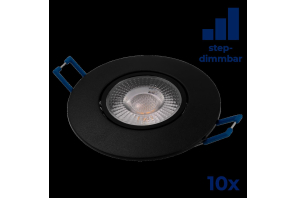 10er Set EL-313D LED-Einbauleuchte 4,5W, 450Lumen, 3000K, schwarz, step-dimmbar