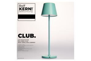 Design Akku LED-Tischleuchte CLUB by ROLF KERN 1,2W 38cm, Türkis, dimmbar, IP54