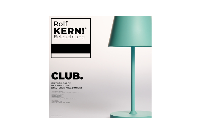 Design Akku LED-Tischleuchte CLUB by ROLF KERN 1,2W 25cm,...