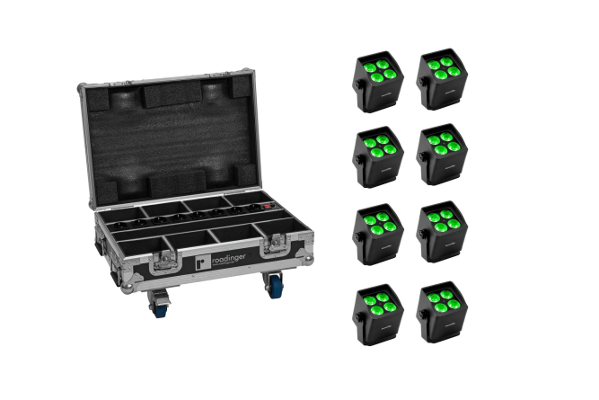 EUROLITE Set 8x AKKU Mini IP UP-4 QCL Spot MK2 + Case mit...