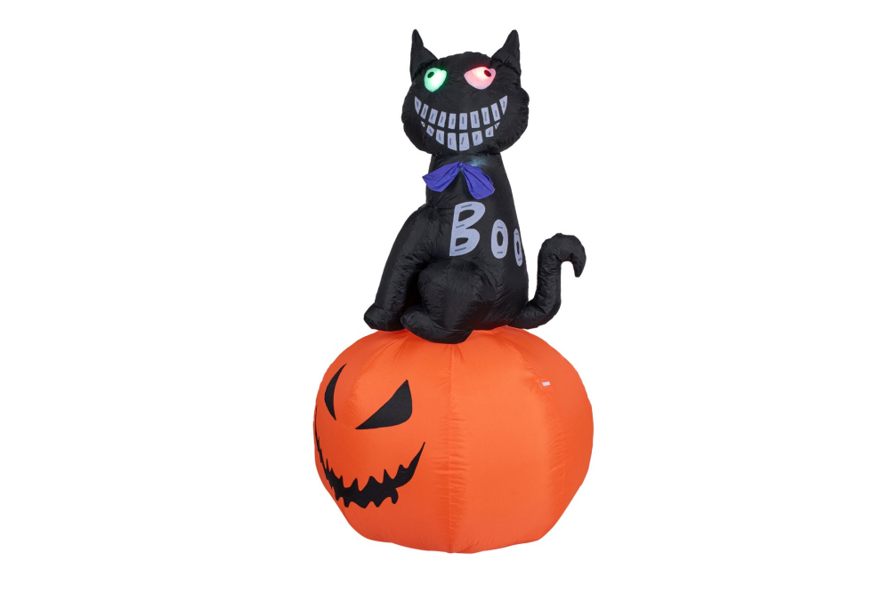 EUROPALMS Halloween Aufblasbare Figur Katze mit Kürbis, 183cm